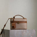 YSL 766731 GABY vanity bag in lambskin Earthy yellow cowhide paired with cotton and linen