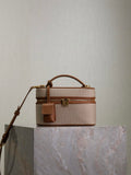YSL 766731 GABY vanity bag in lambskin Earthy yellow cowhide paired with cotton and linen