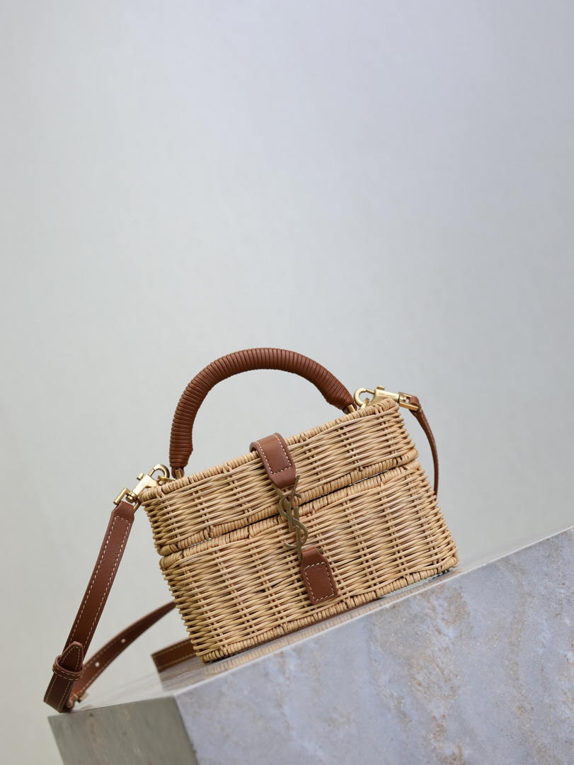YSL 766731 GABY vanity bag in lambskin rattan weaving