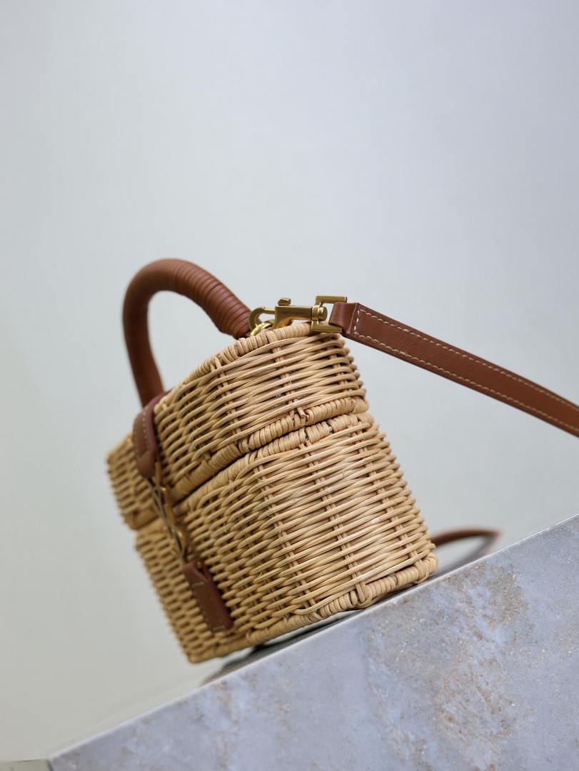 YSL 766731 GABY vanity bag in lambskin rattan weaving