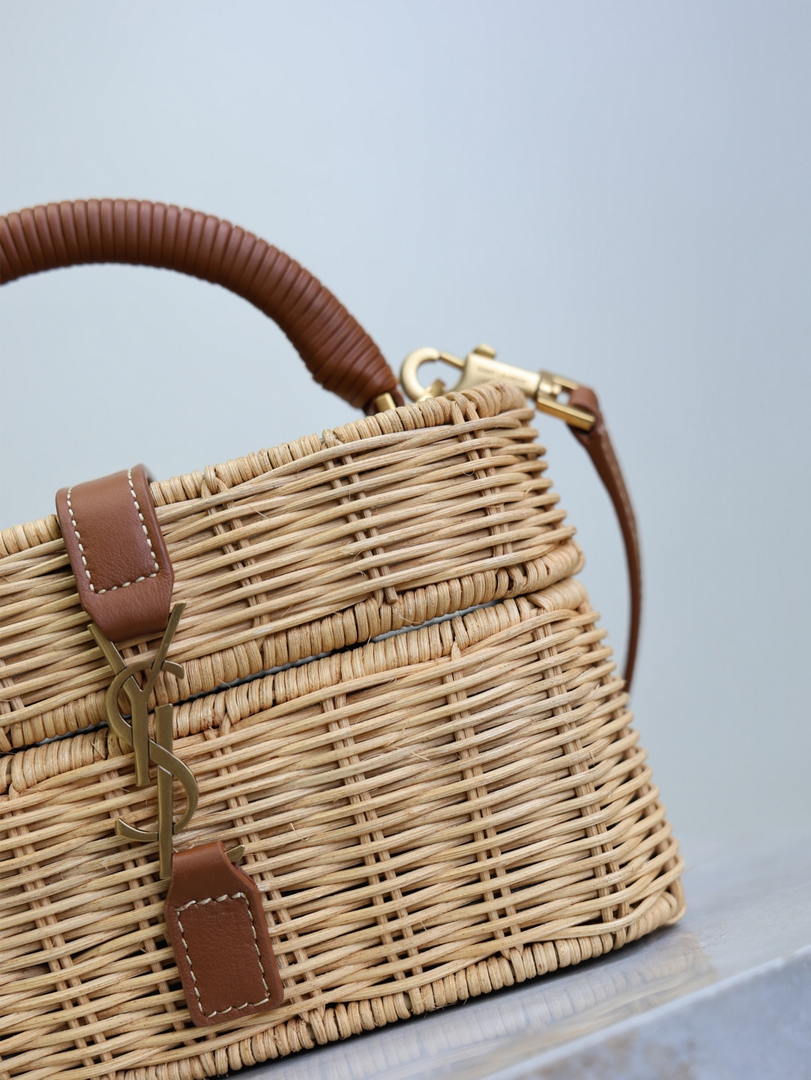 YSL 766731 GABY vanity bag in lambskin rattan weaving