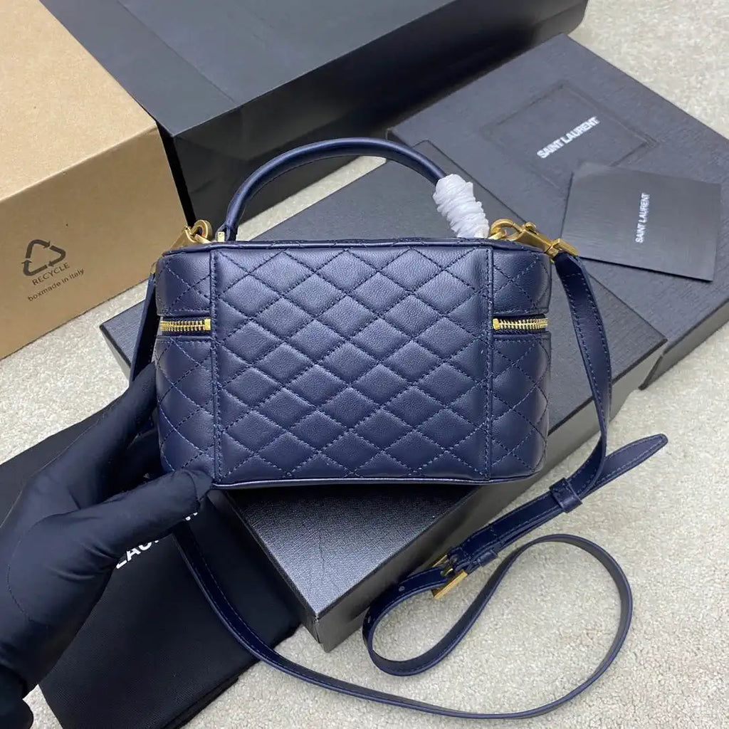 YSL 766731 GABY vanity bag in lambskin Navy Blue