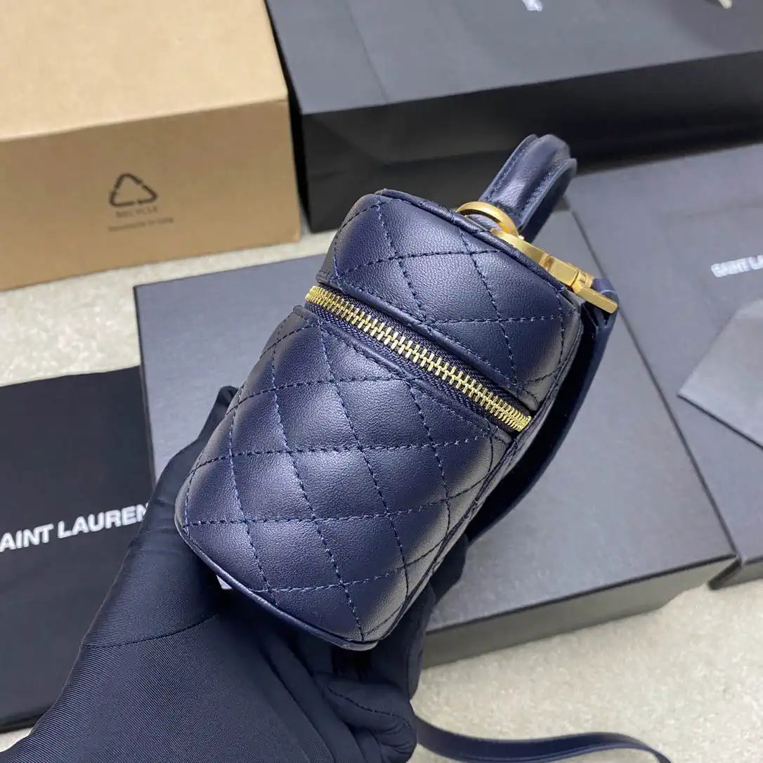 YSL 766731 GABY vanity bag in lambskin Navy Blue