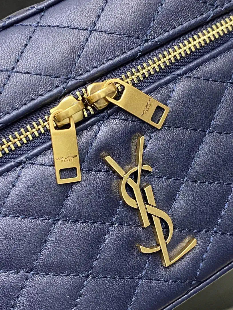 YSL 766731 GABY vanity bag in lambskin Navy Blue