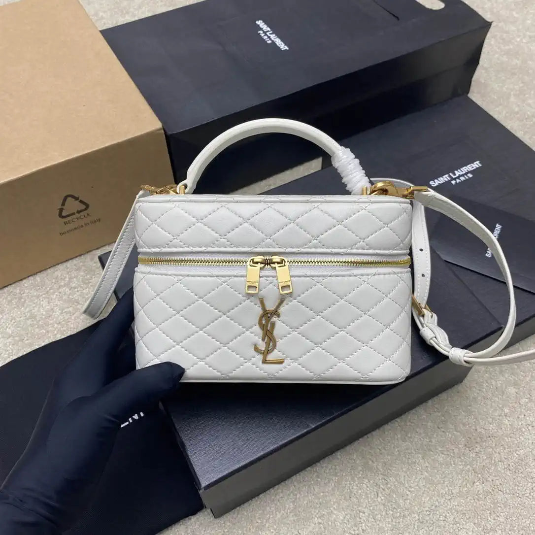 YSL 766731 GABY vanity bag in lambskin White