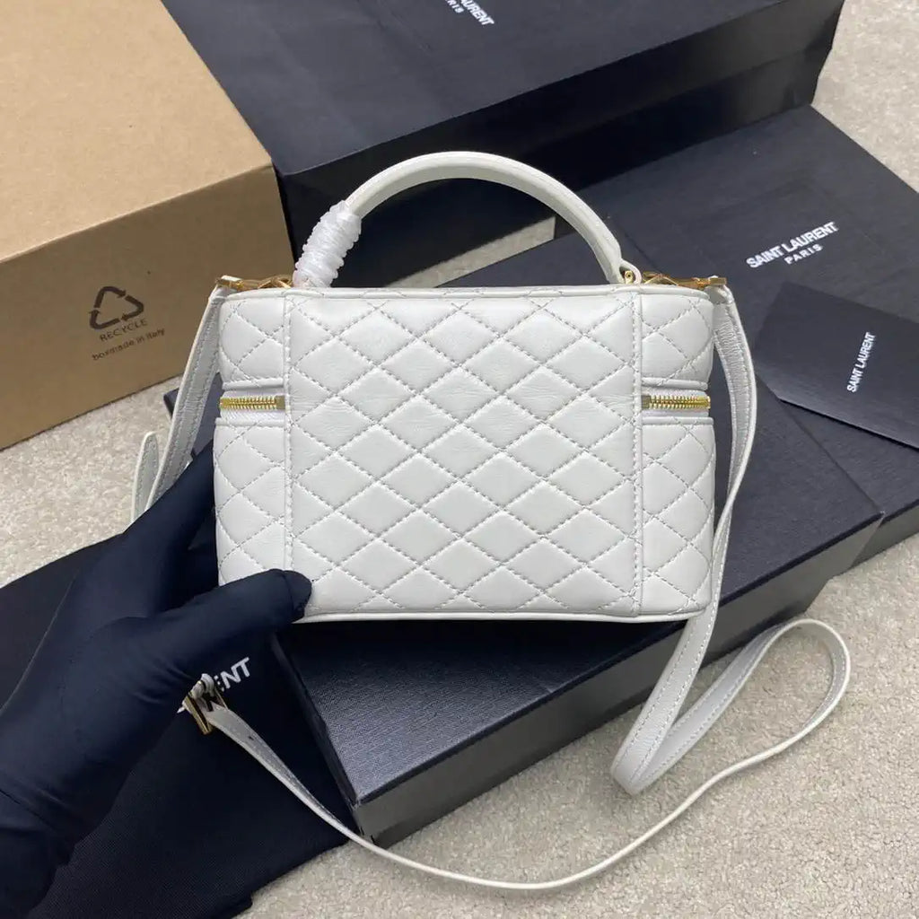 YSL 766731 GABY vanity bag in lambskin White