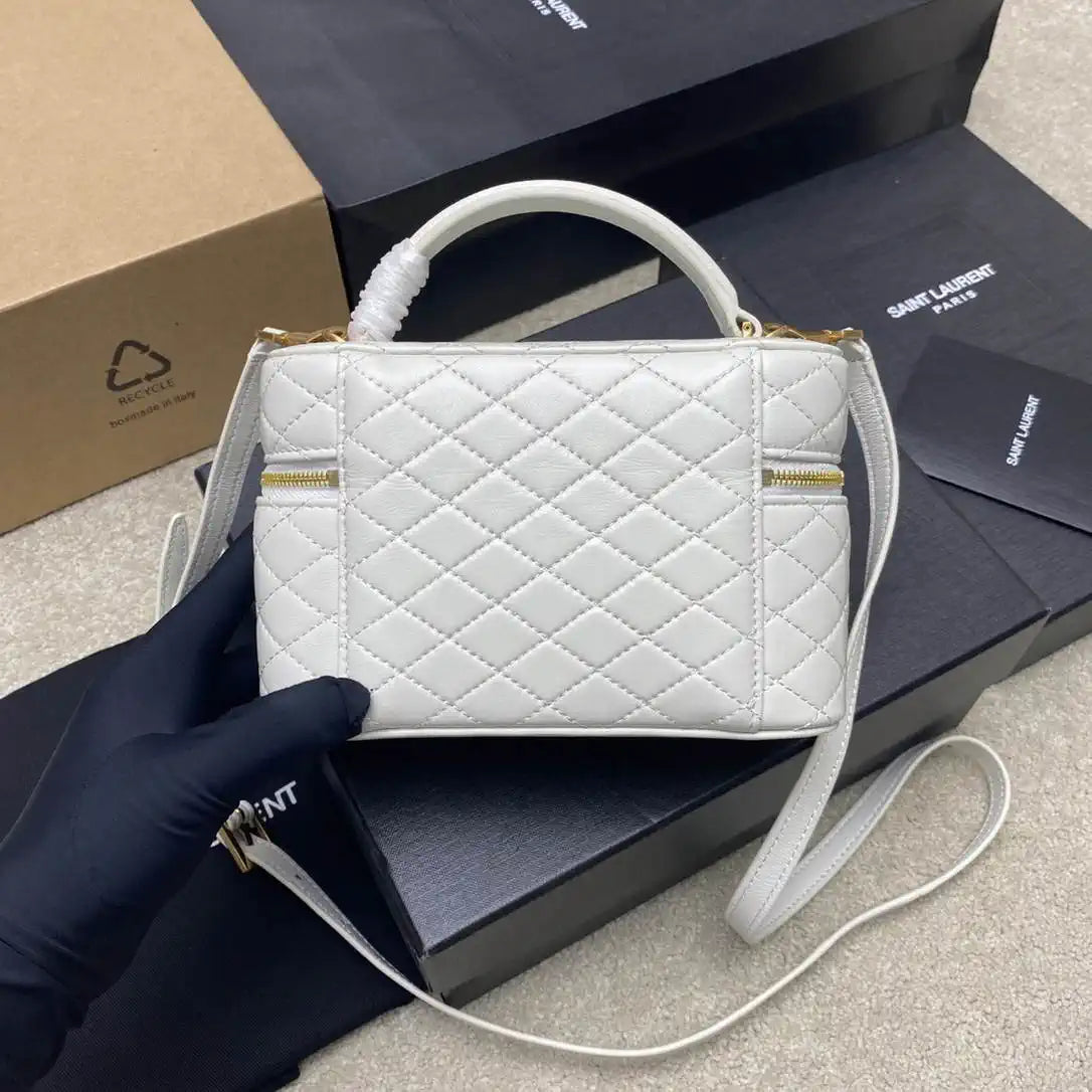 YSL 766731 GABY vanity bag in lambskin White
