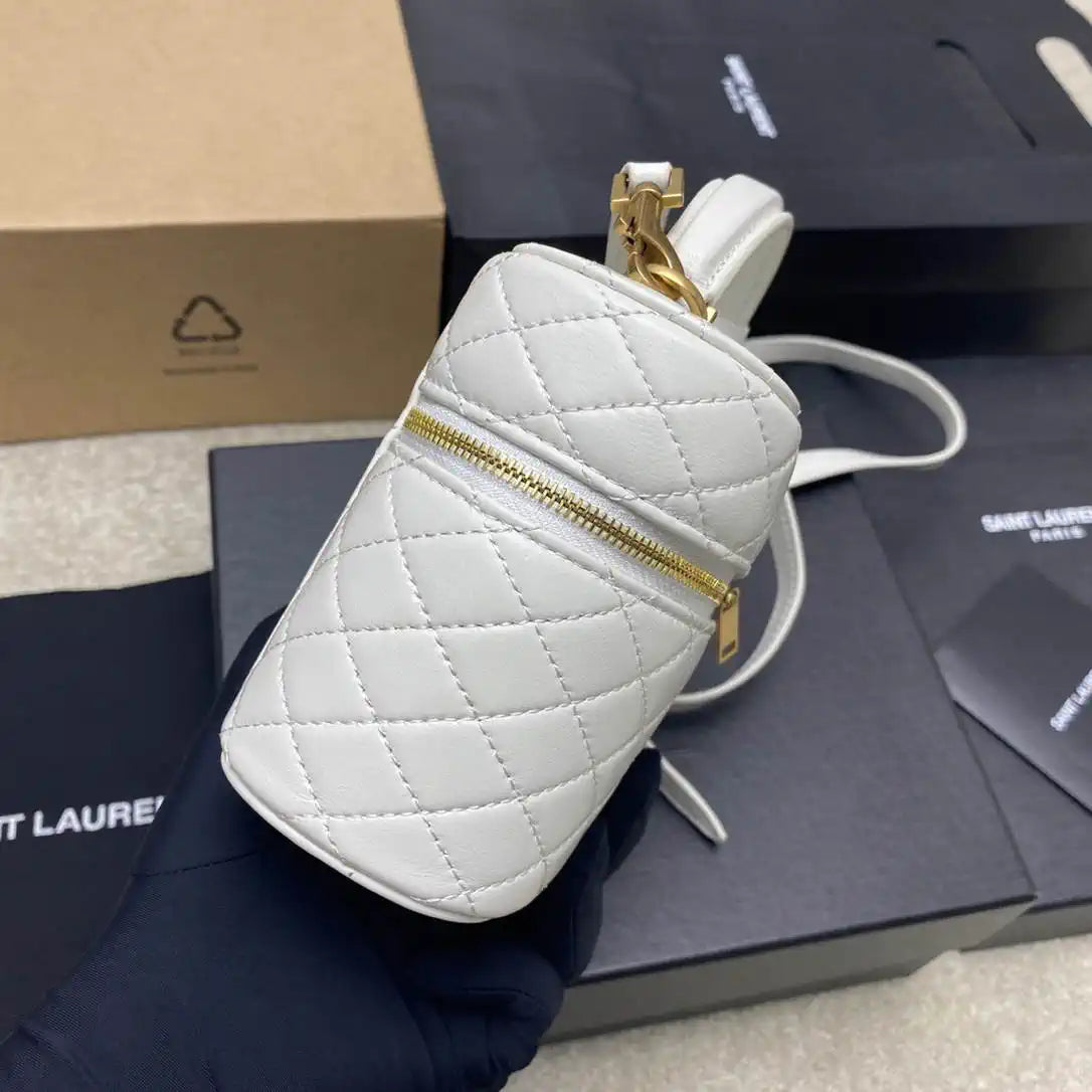 YSL 766731 GABY vanity bag in lambskin White