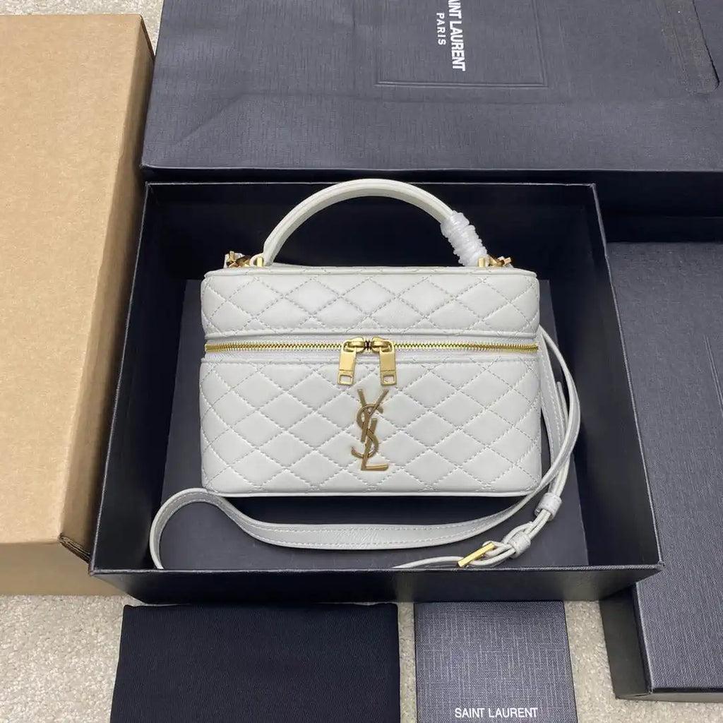 YSL 766731 GABY vanity bag in lambskin White