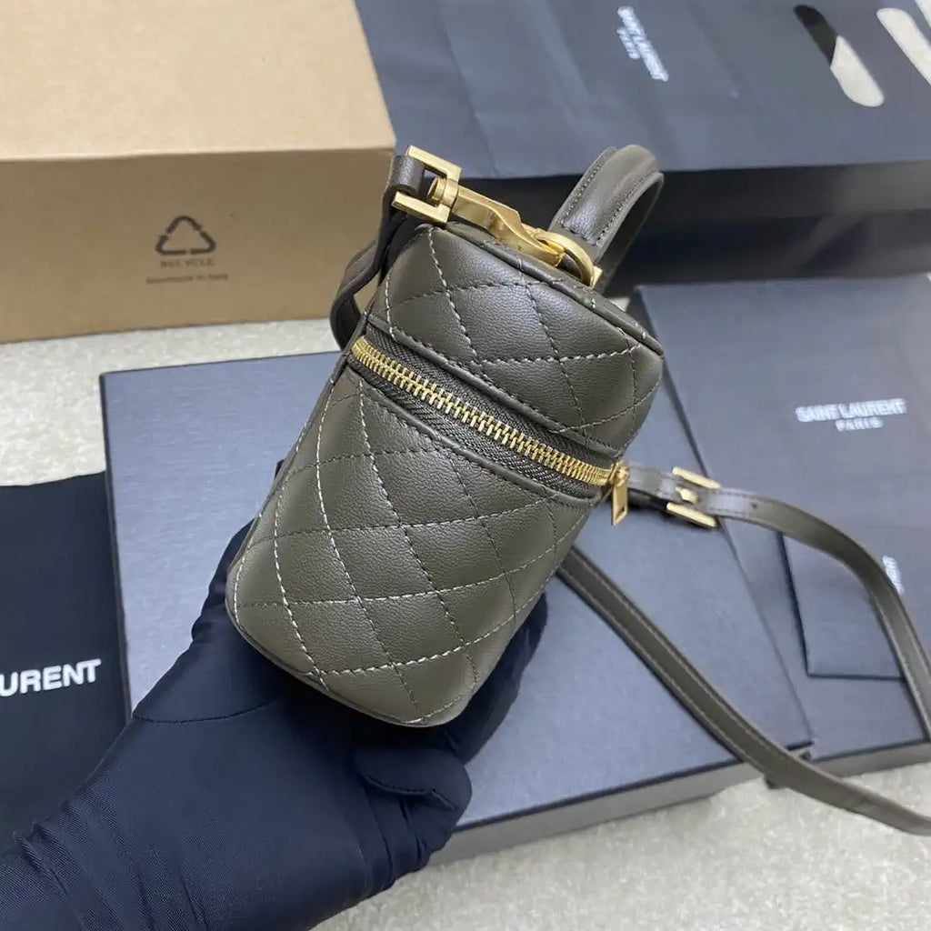 YSL 766731 GABY vanity bag in lambskin Dark Green