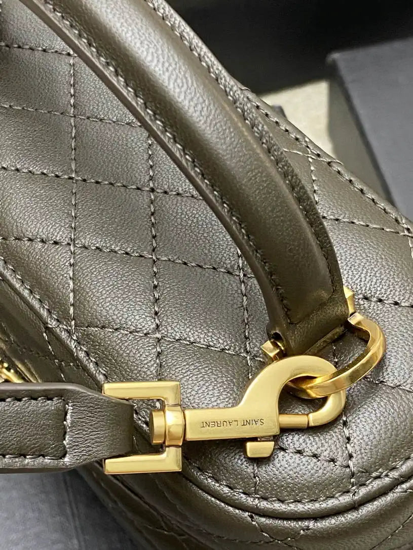 YSL 766731 GABY vanity bag in lambskin Dark Green