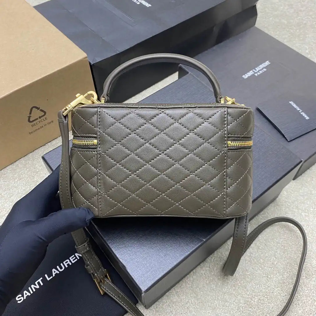 YSL 766731 GABY vanity bag in lambskin Dark Green