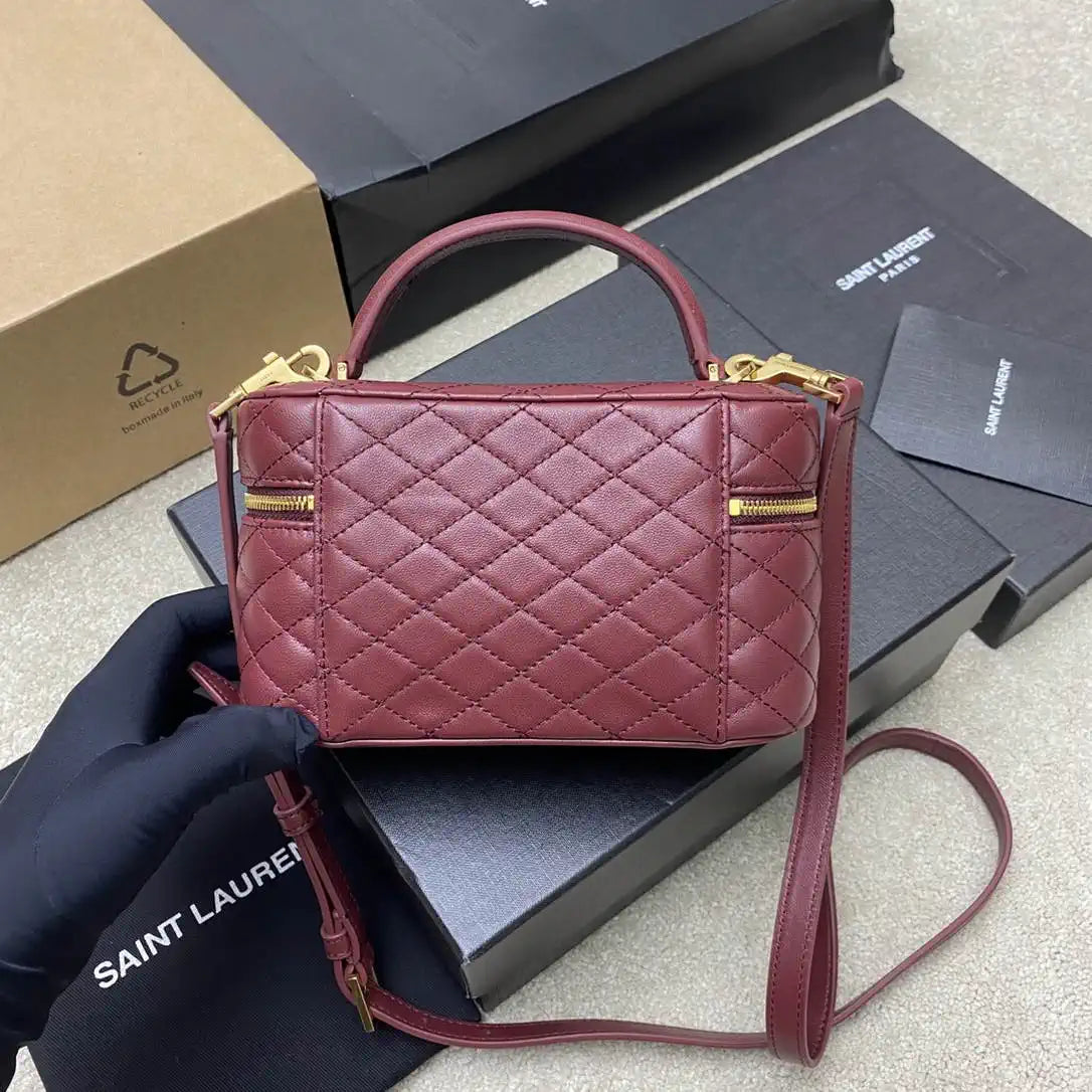 YSL 766731 GABY vanity bag in lambskin Wine Red