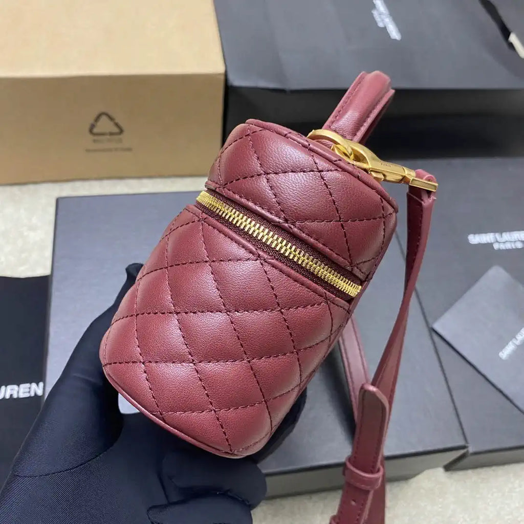 YSL 766731 GABY vanity bag in lambskin Wine Red
