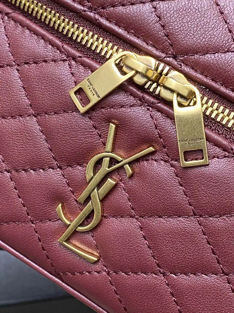 YSL 766731 GABY vanity bag in lambskin Wine Red