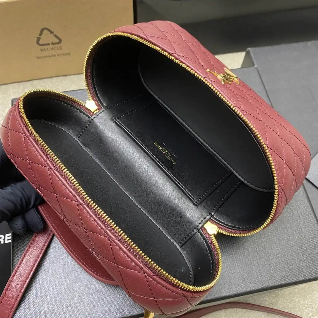 YSL 766731 GABY vanity bag in lambskin Wine Red