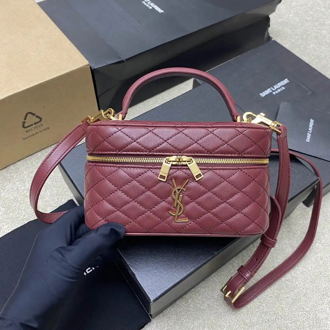 YSL 766731 GABY vanity bag in lambskin Wine Red
