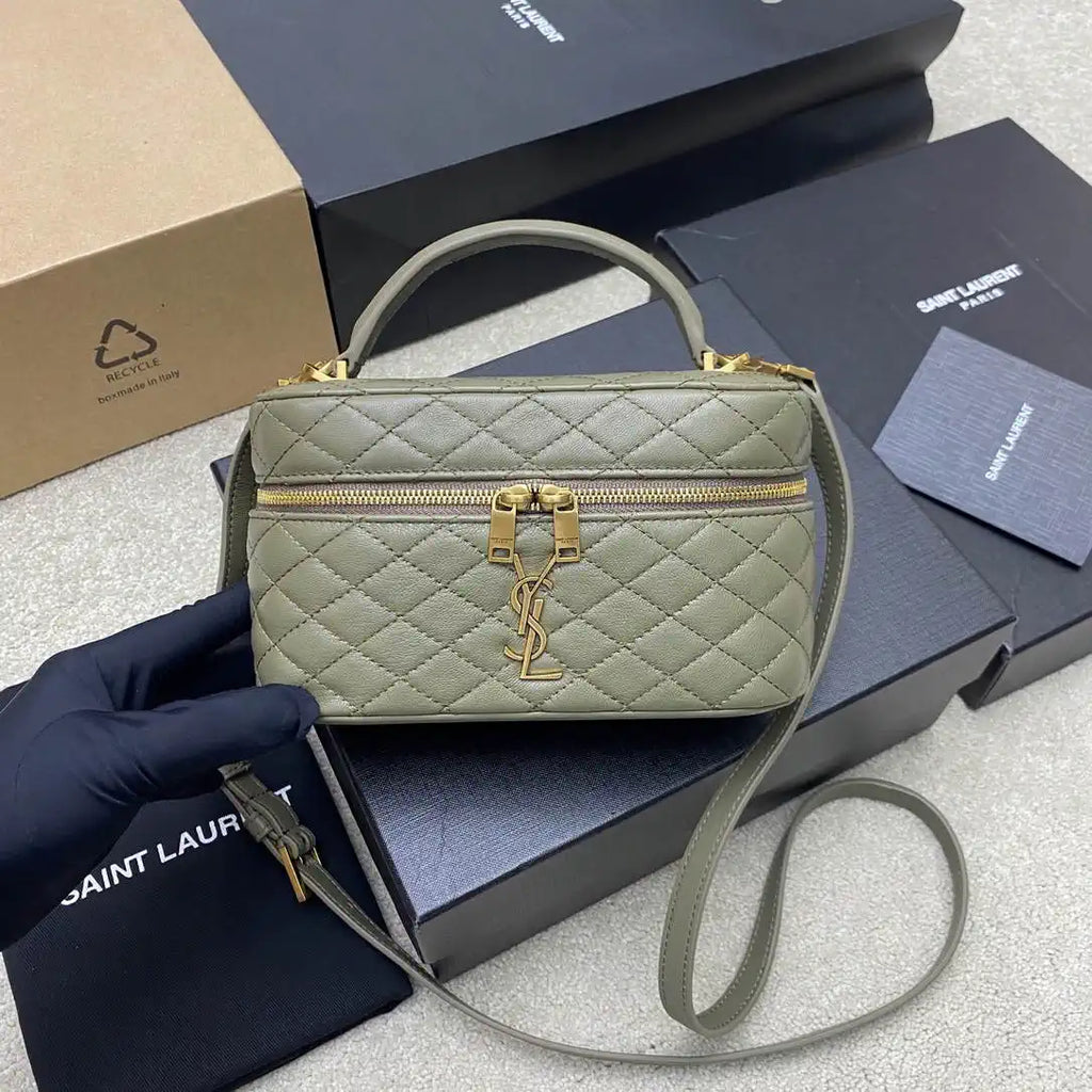 YSL 766731 GABY vanity bag in lambskin Light Green