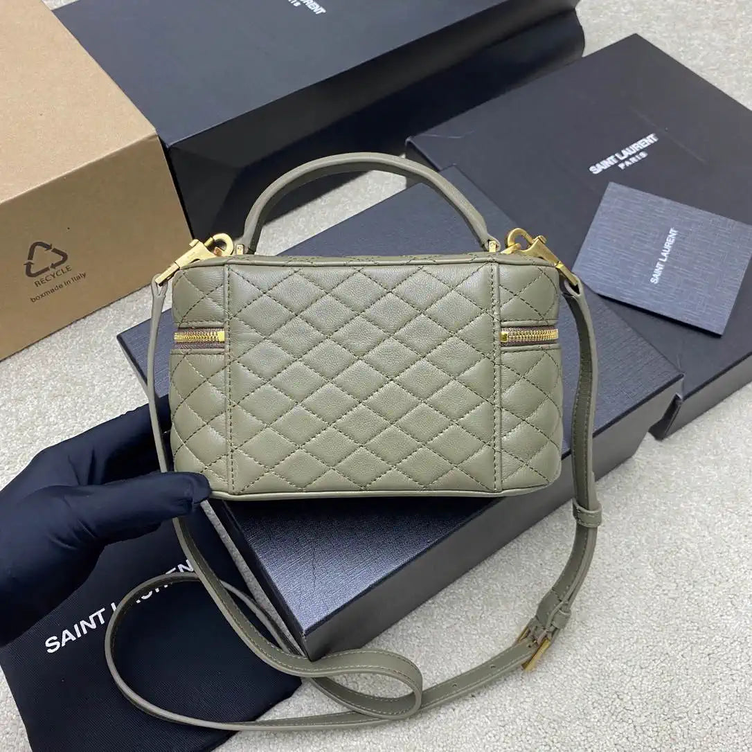 YSL 766731 GABY vanity bag in lambskin Light Green