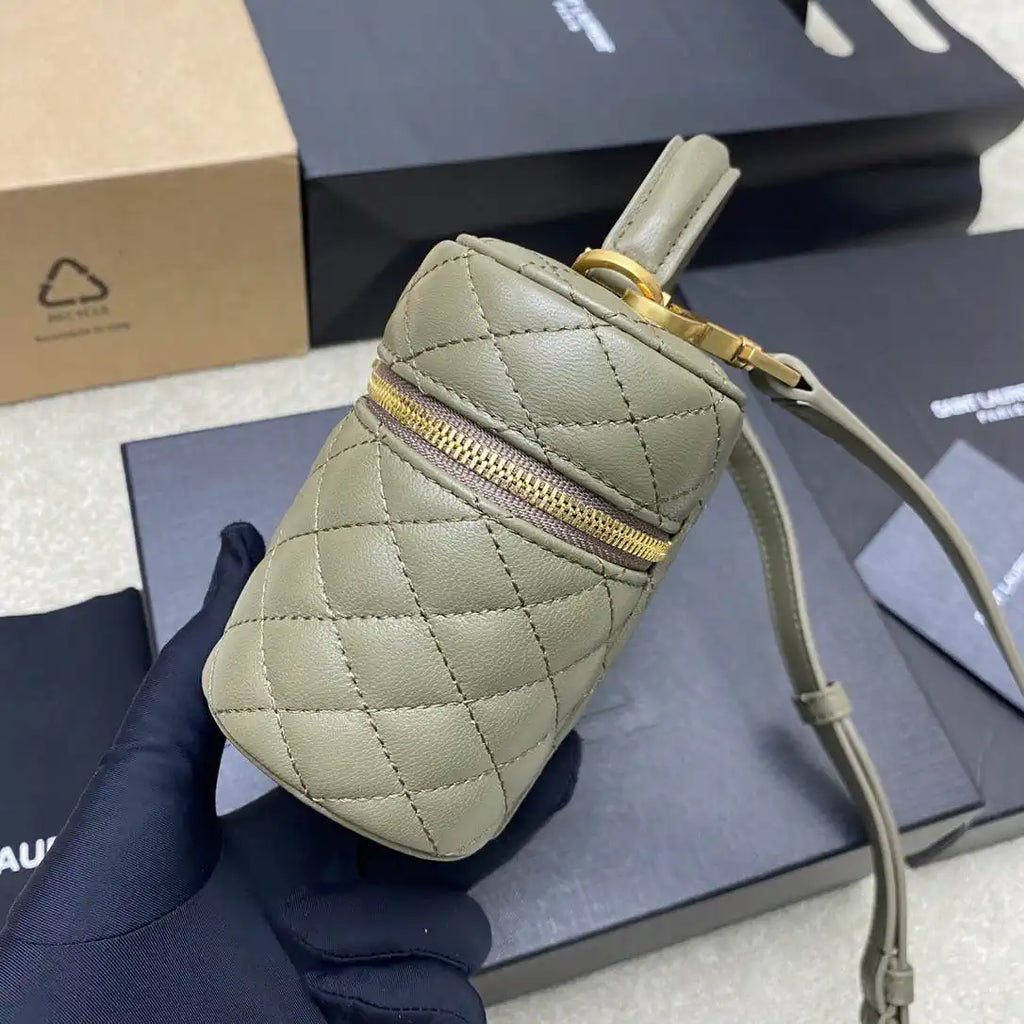 YSL 766731 GABY vanity bag in lambskin Light Green