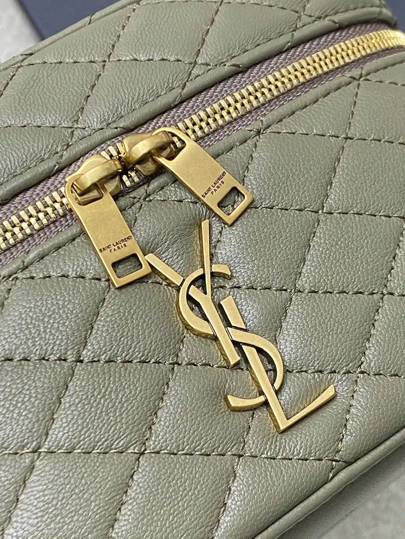 YSL 766731 GABY vanity bag in lambskin Light Green