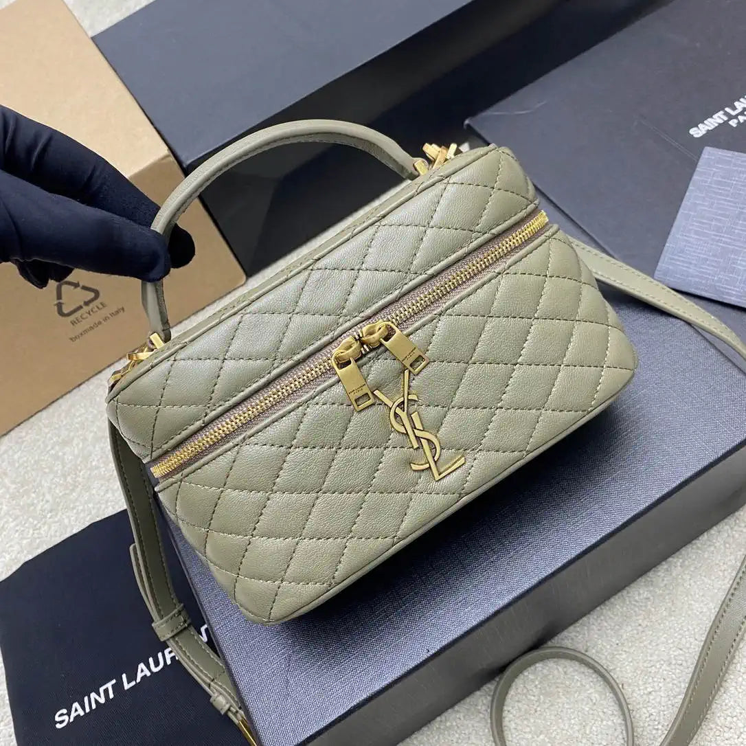 YSL 766731 GABY vanity bag in lambskin Light Green