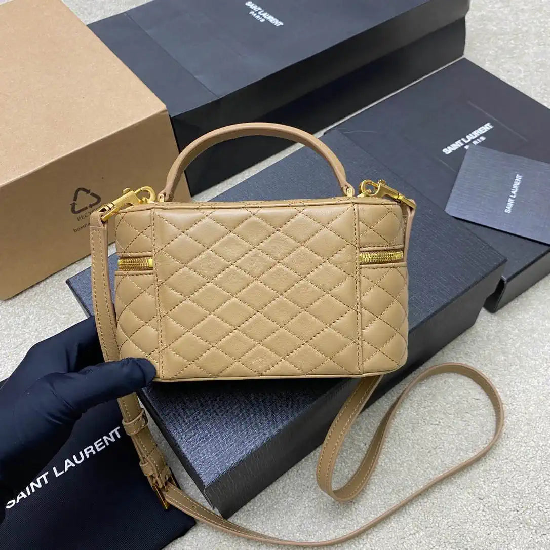 YSL 766731 GABY vanity bag in lambskin Brown