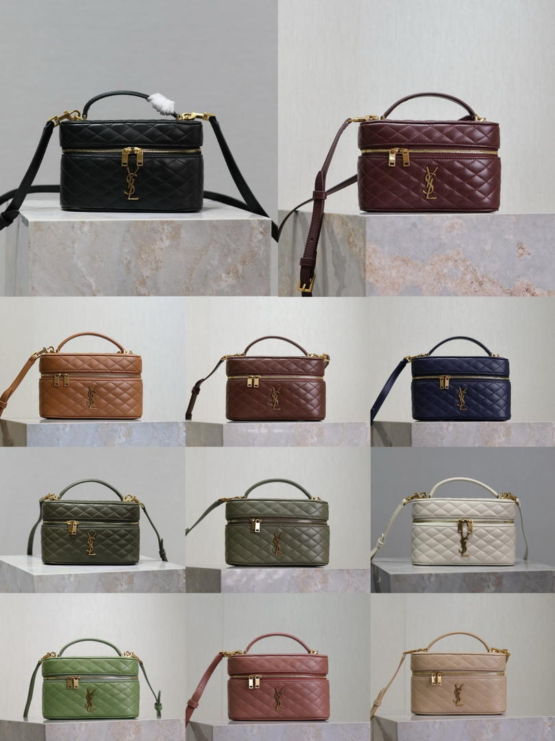 YSL 766731 GABY vanity bag in lambskin wheat green