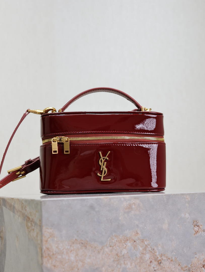 YSL 766731 GABY vanity bag in patent leather Wine Red