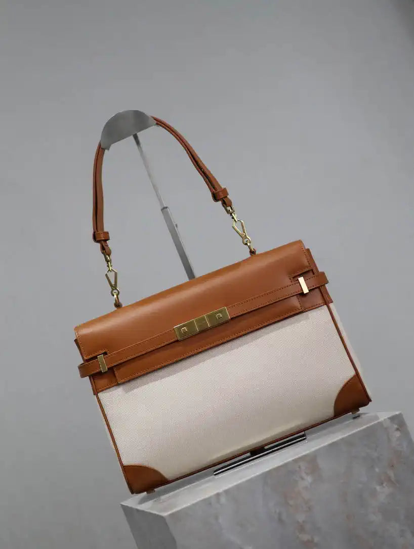YSL 769512 Large MANHATTAN in BOX SAINT LAURENT Biege & Brown