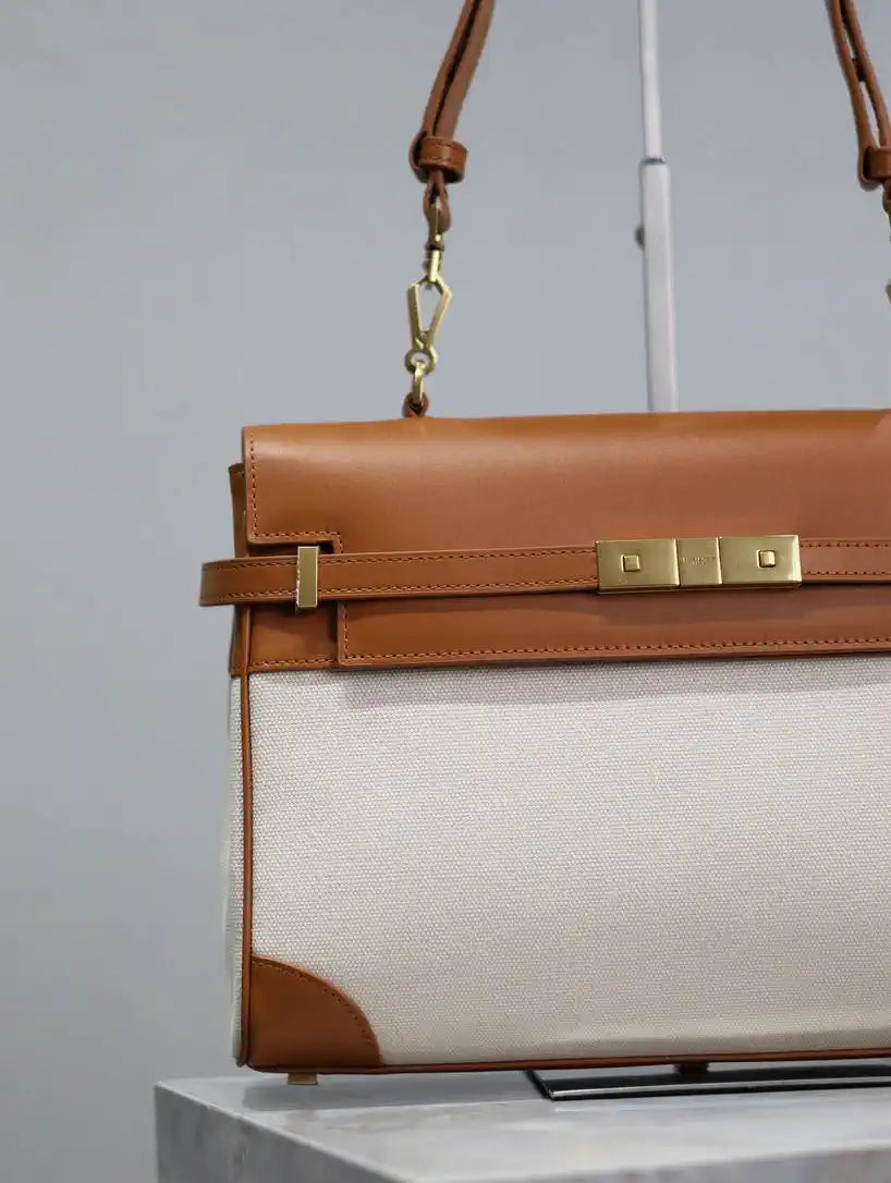 YSL 769512 Large MANHATTAN in BOX SAINT LAURENT Biege & Brown
