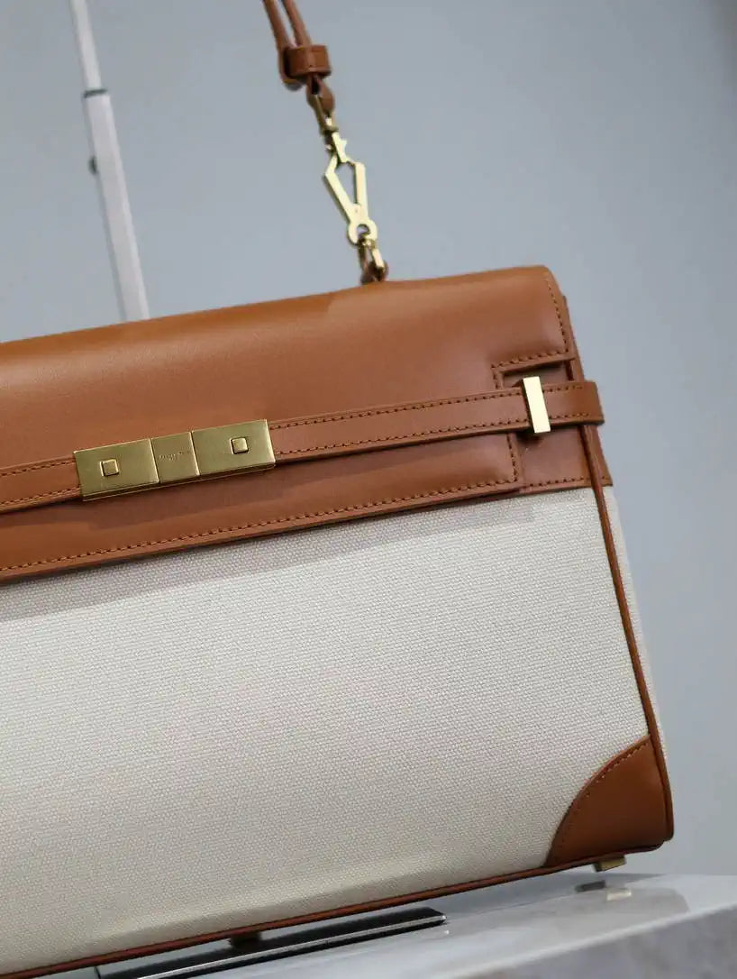 YSL 769512 Large MANHATTAN in BOX SAINT LAURENT Biege & Brown