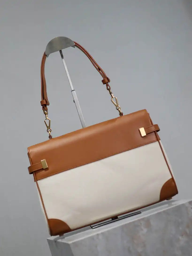 YSL 769512 Large MANHATTAN in BOX SAINT LAURENT Biege & Brown