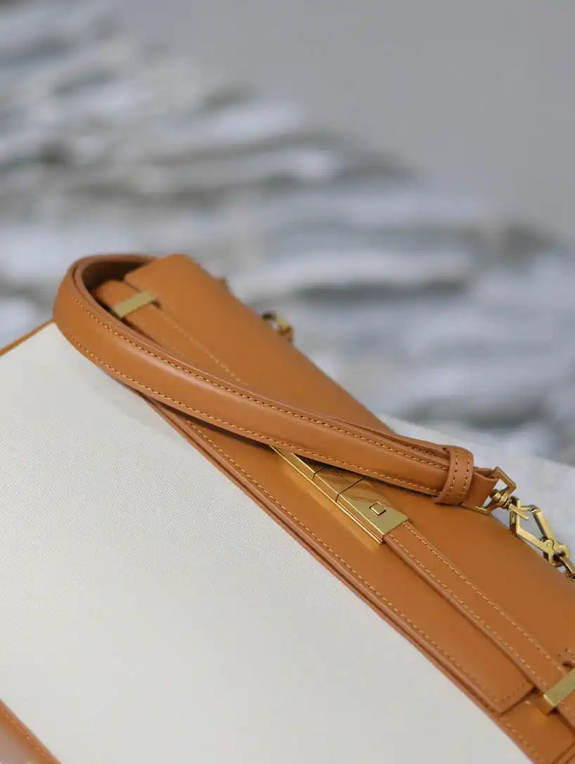 YSL 769512 Large MANHATTAN in BOX SAINT LAURENT Biege & Brown