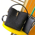 YSL 773991 LE 37 in woven raffia and vegetable-tanned leather Black - Default Title - View 1