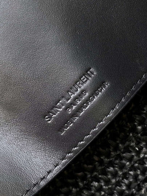 YSL 773991 LE 37 in woven raffia and vegetable-tanned leather Black - Default Title - View 9
