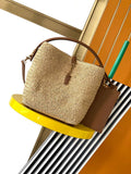 YSL 773991 LE 37 in woven raffia and vegetable-tanned leather Naturel