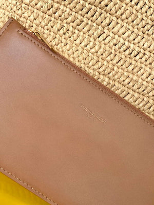 YSL 773991 LE 37 in woven raffia and vegetable-tanned leather Naturel - Default Title - View 7