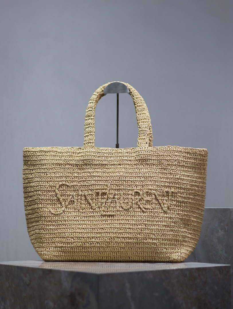 YSL 776763 Saint Laurent Tote  in Apricot Raffia