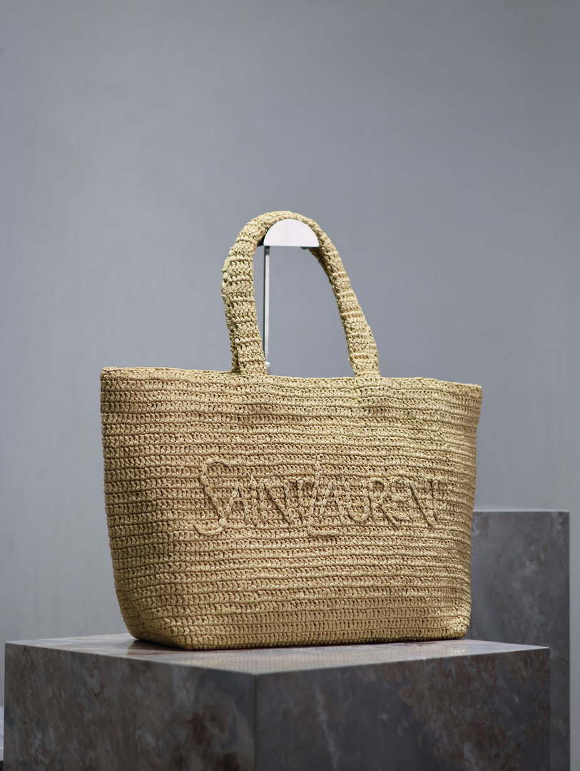 YSL 776763 Saint Laurent Tote  in Apricot Raffia