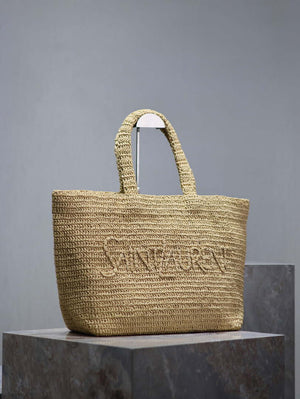 YSL 776763 Saint Laurent Tote  in Apricot Raffia - Default Title - View 2
