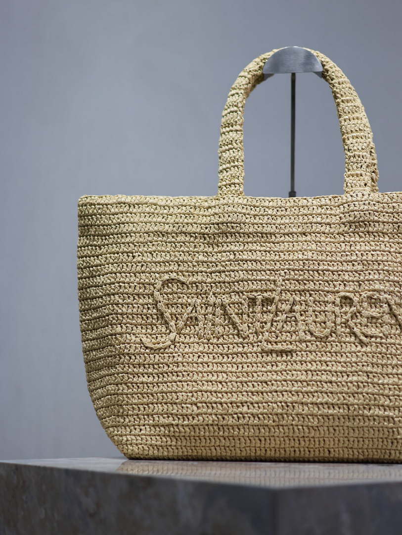 YSL 776763 Saint Laurent Tote  in Apricot Raffia
