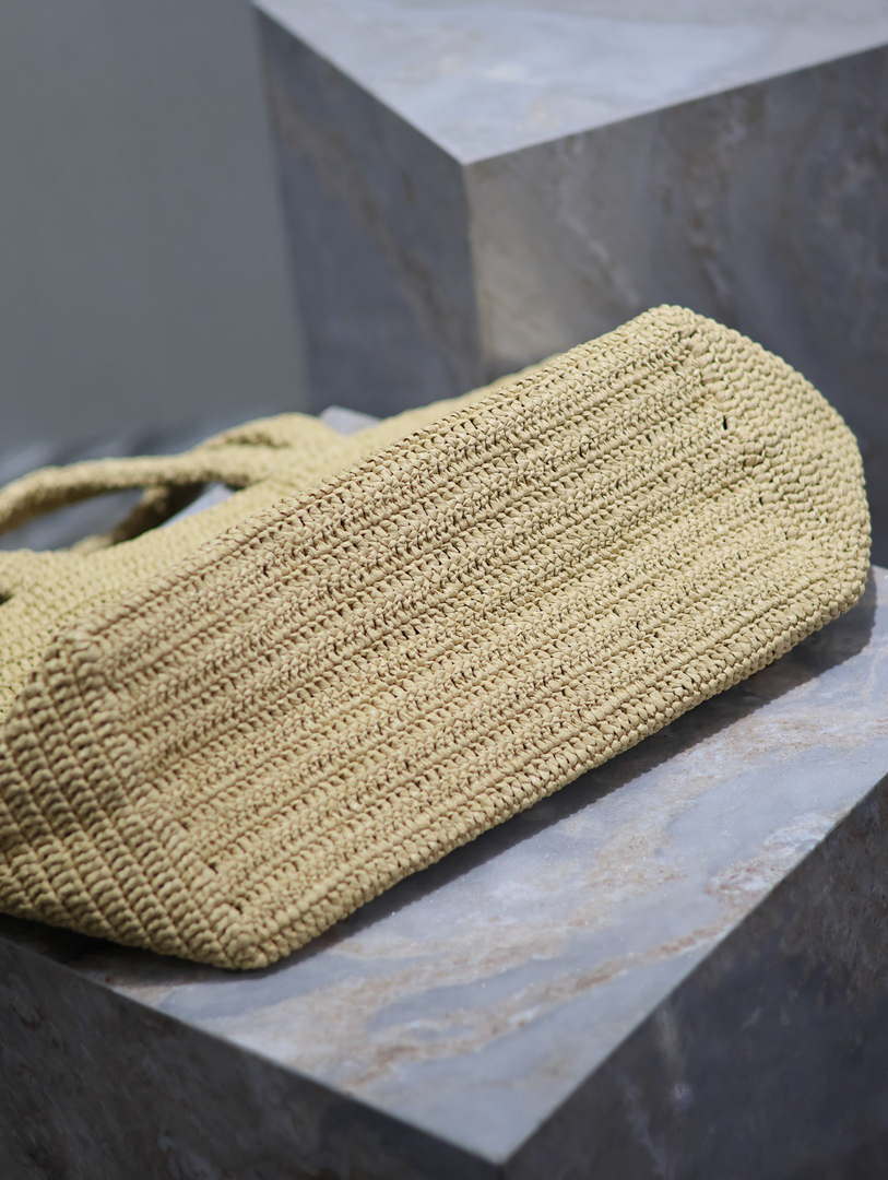 YSL 776763 Saint Laurent Tote  in Apricot Raffia