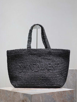 YSL 776763 Saint Laurent Tote  in Black Raffia - Default Title - View 1