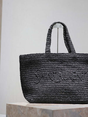 YSL 776763 Saint Laurent Tote  in Black Raffia - Default Title - View 3
