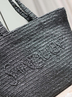 YSL 776763 Saint Laurent Tote  in Black Raffia - Default Title - View 4