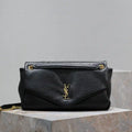 YSL 777399 Calypso large in grained lambskin Black