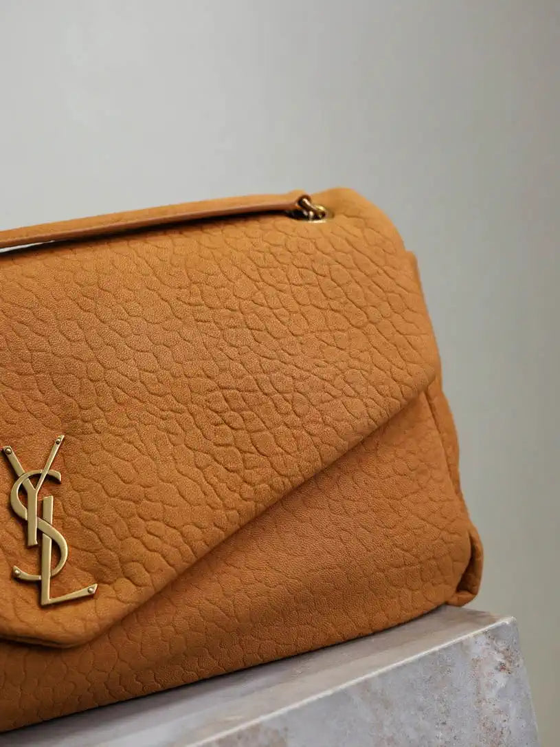YSL 777399 Calypso large in grained lambskin Camel
