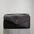 YSL 777399 Calypso large in grained lambskin Dark Brown