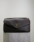 YSL 777399 Calypso large in grained lambskin Dark Brown